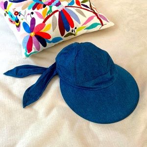 Vintage denim blue jeans sun hat with tie 58cm fits most excellent w vis…
